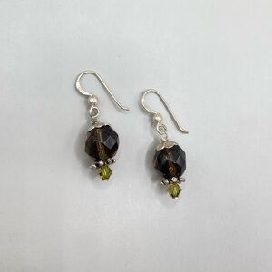 Brown and Green Crystal Dangle Earrings